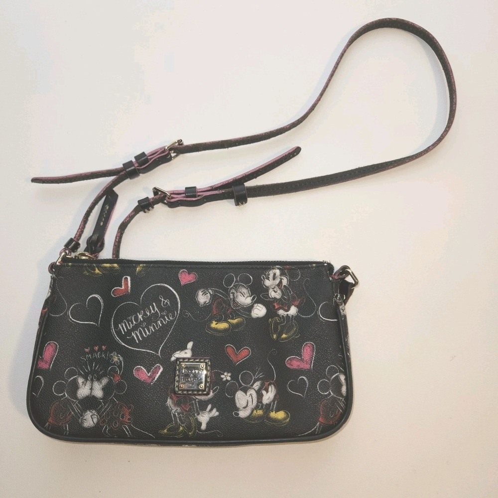 Dooney Bourke Disney Mickey Mouse Minnie Crossbody Bag Black Heart Print Purse